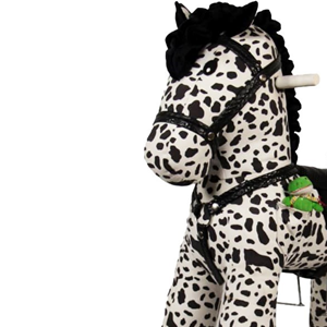 راکر اسب کودک چوبی خال خالی مشکی -اسباب بازی